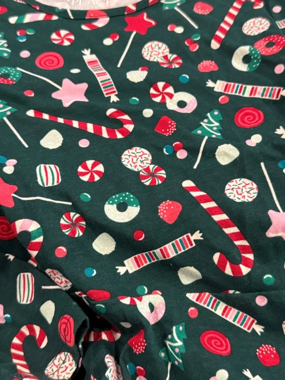 The Children's Place Dark Green Candy Print Holiday Top - Picture 2 of 2